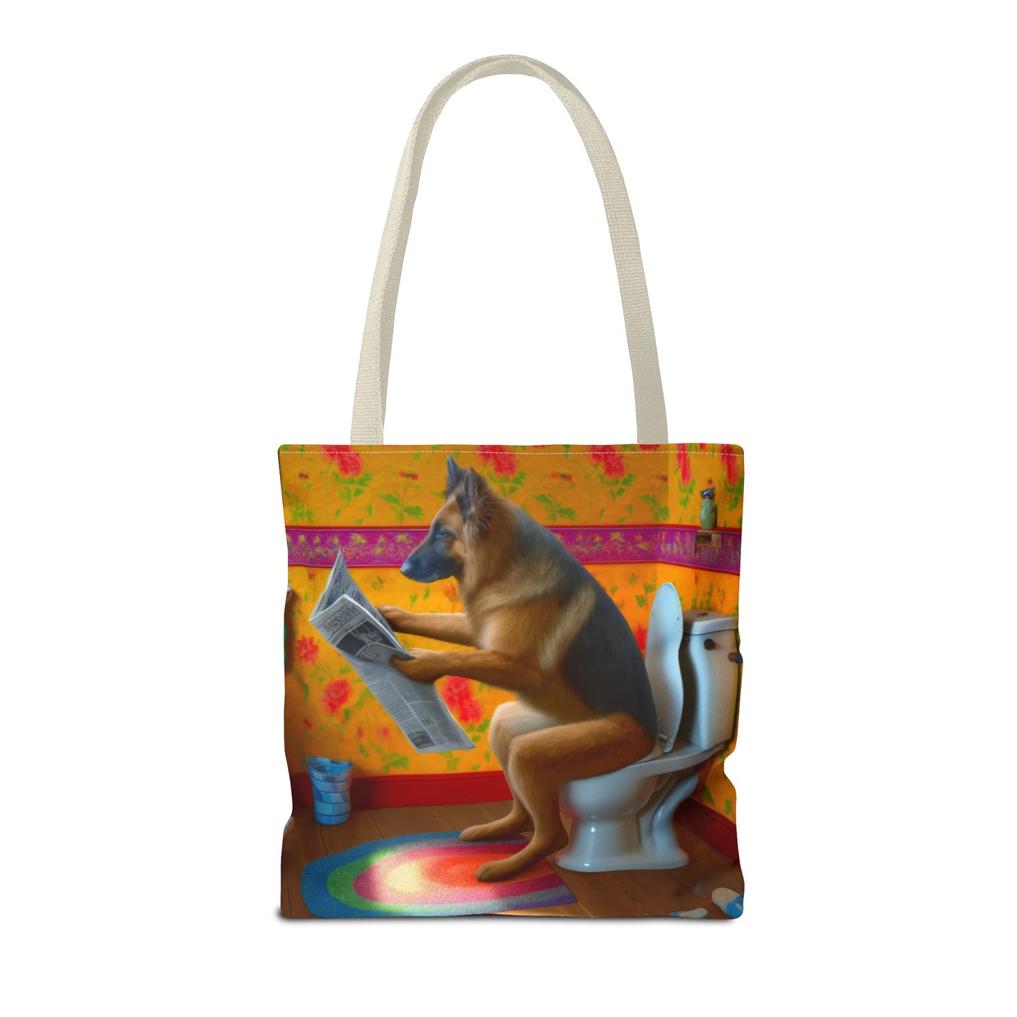 German Shepherd Using a Toilet Tote Bag