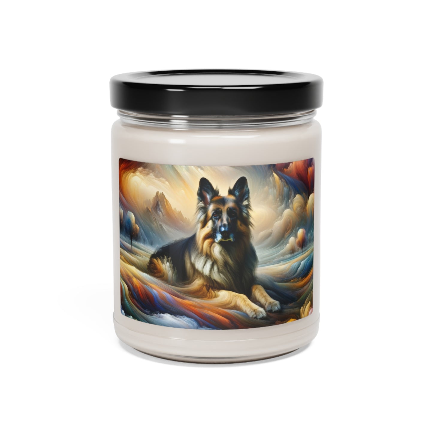 German Shepherd in an impressionist and surreal landscape Scented Soy Candle, 9oz