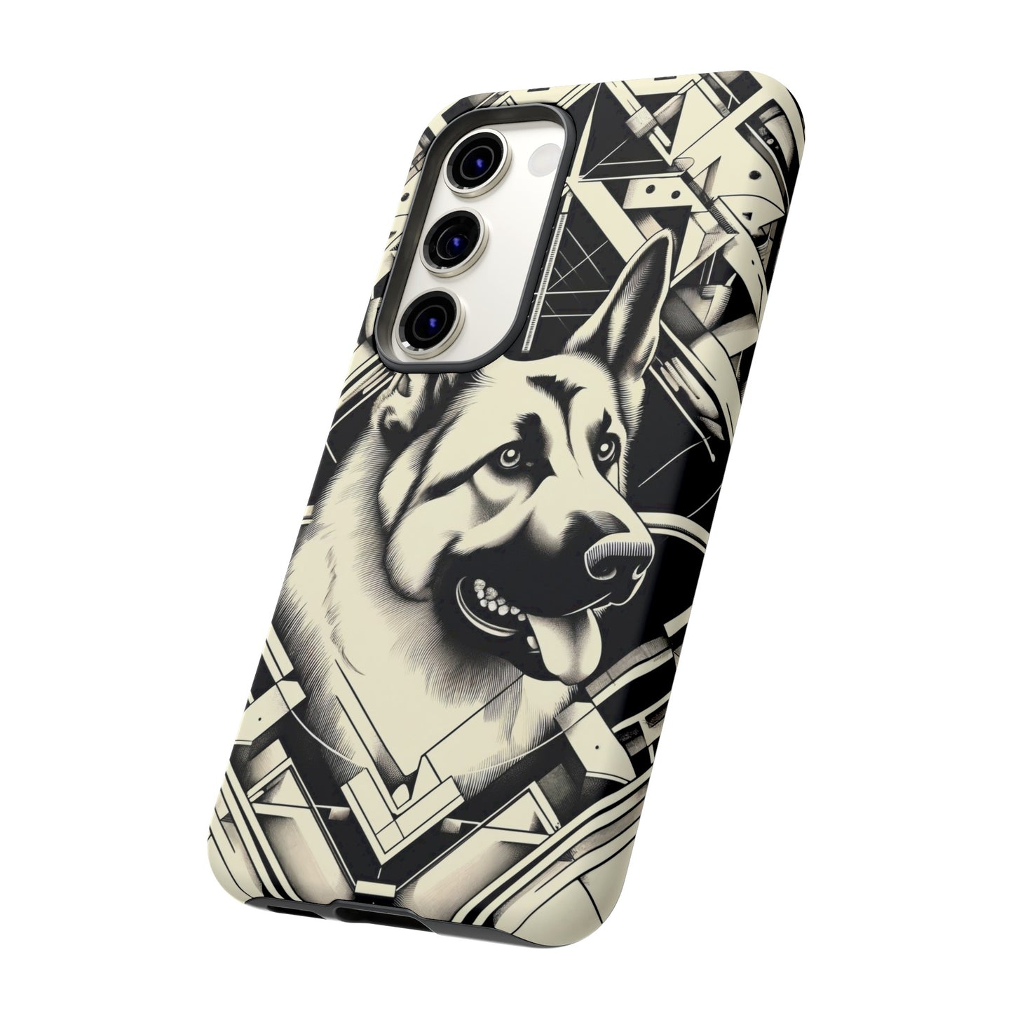 Constructivism and etching style German Shepherd Phone Case