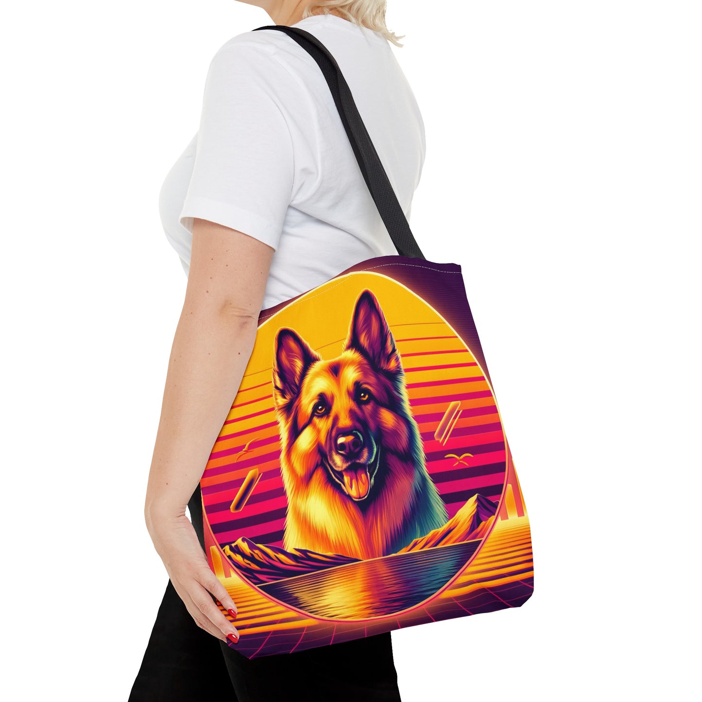 Vaporwave and golden hour German Shepherd Tote Bag