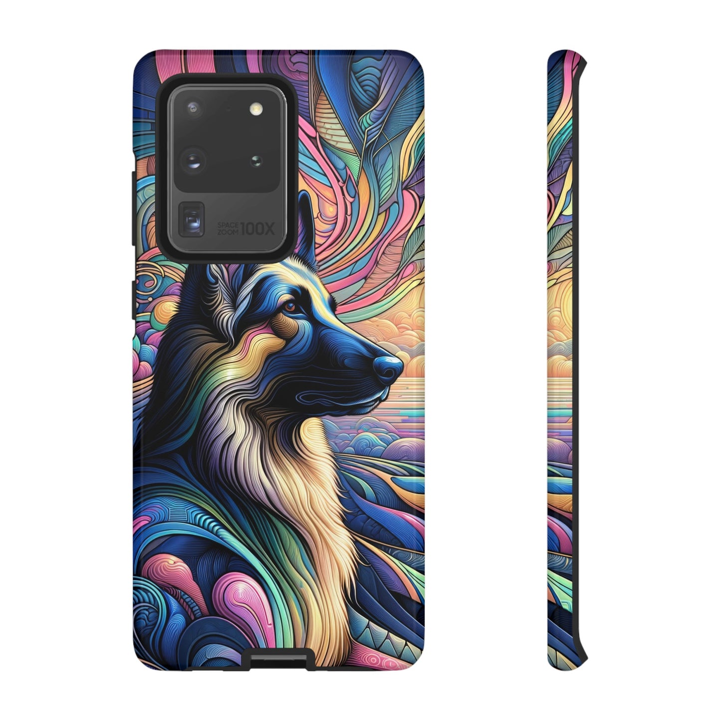 Art nouveau and vaporwave German Shepherd Phone Case