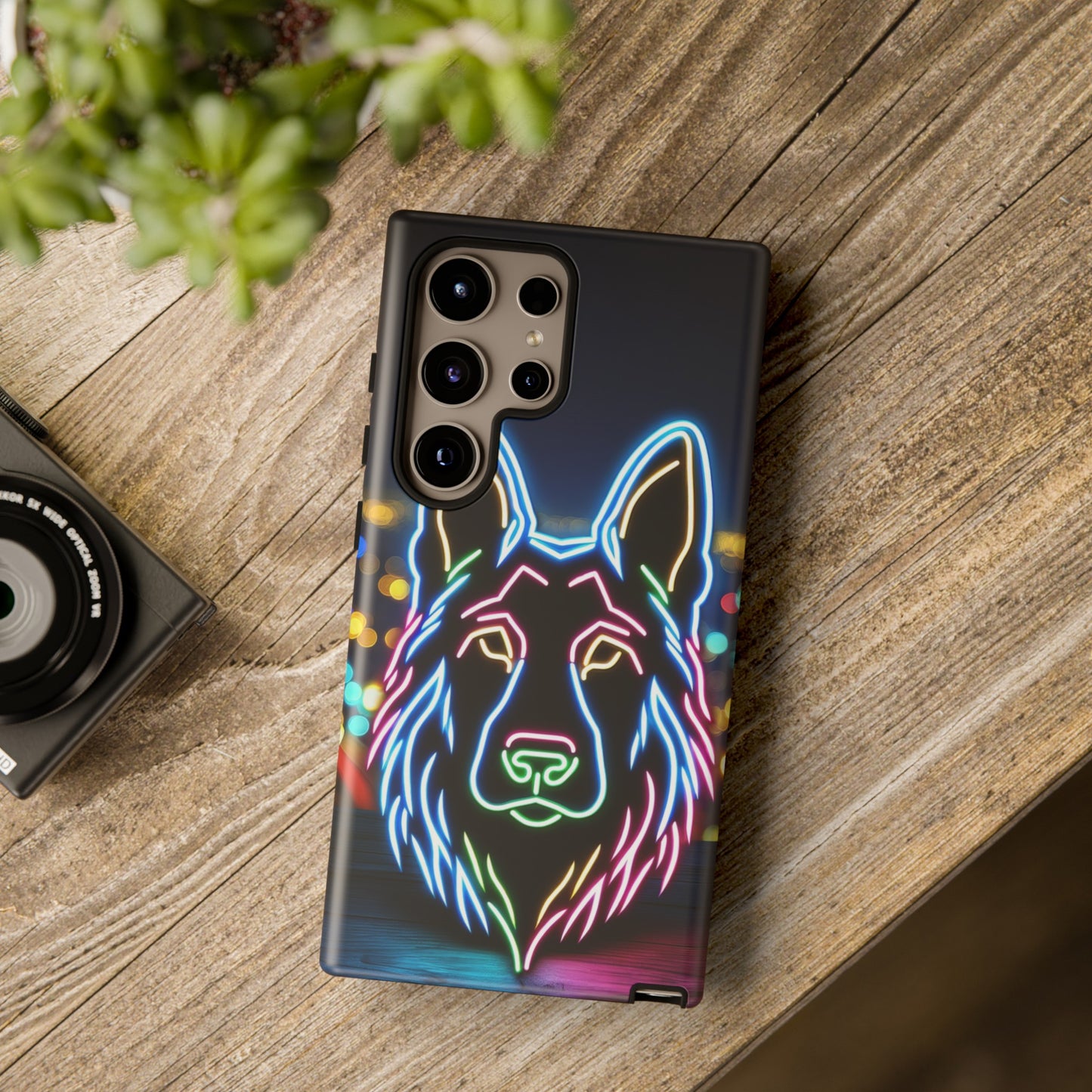 German Shepherd Neon Light Phone Case