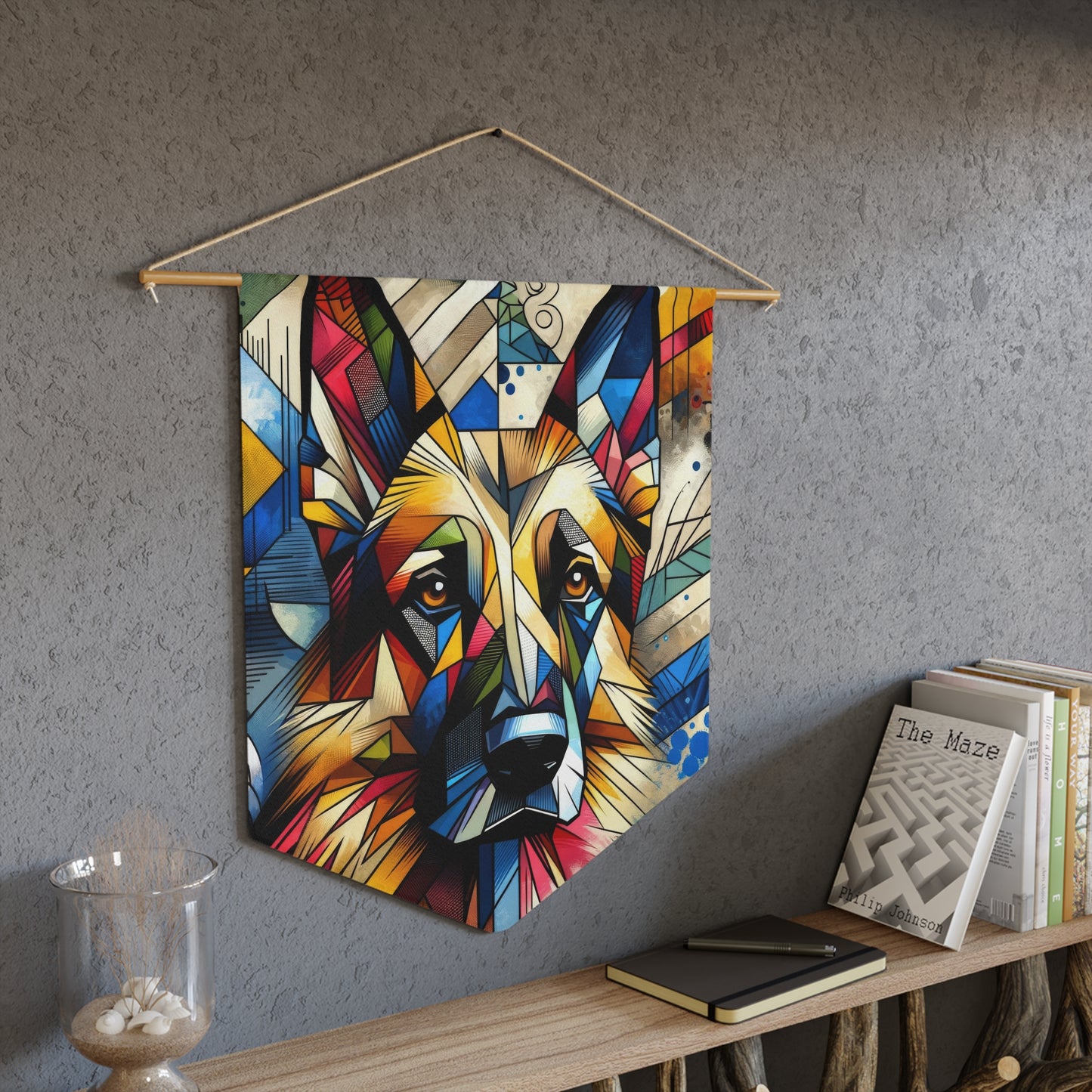 Cubist German Shepherd Pennant