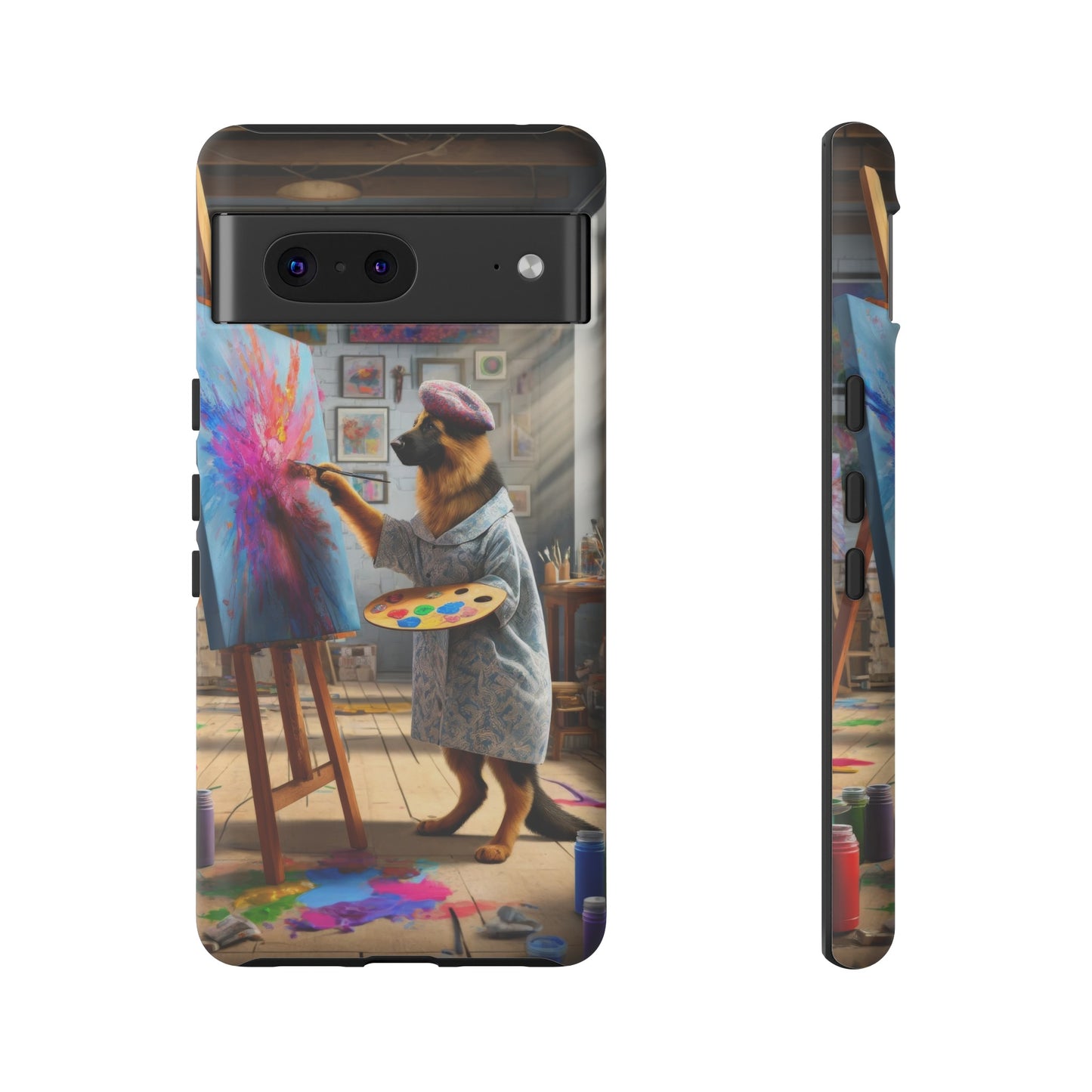 German Shepherd Painting on a Canvas Phone Case