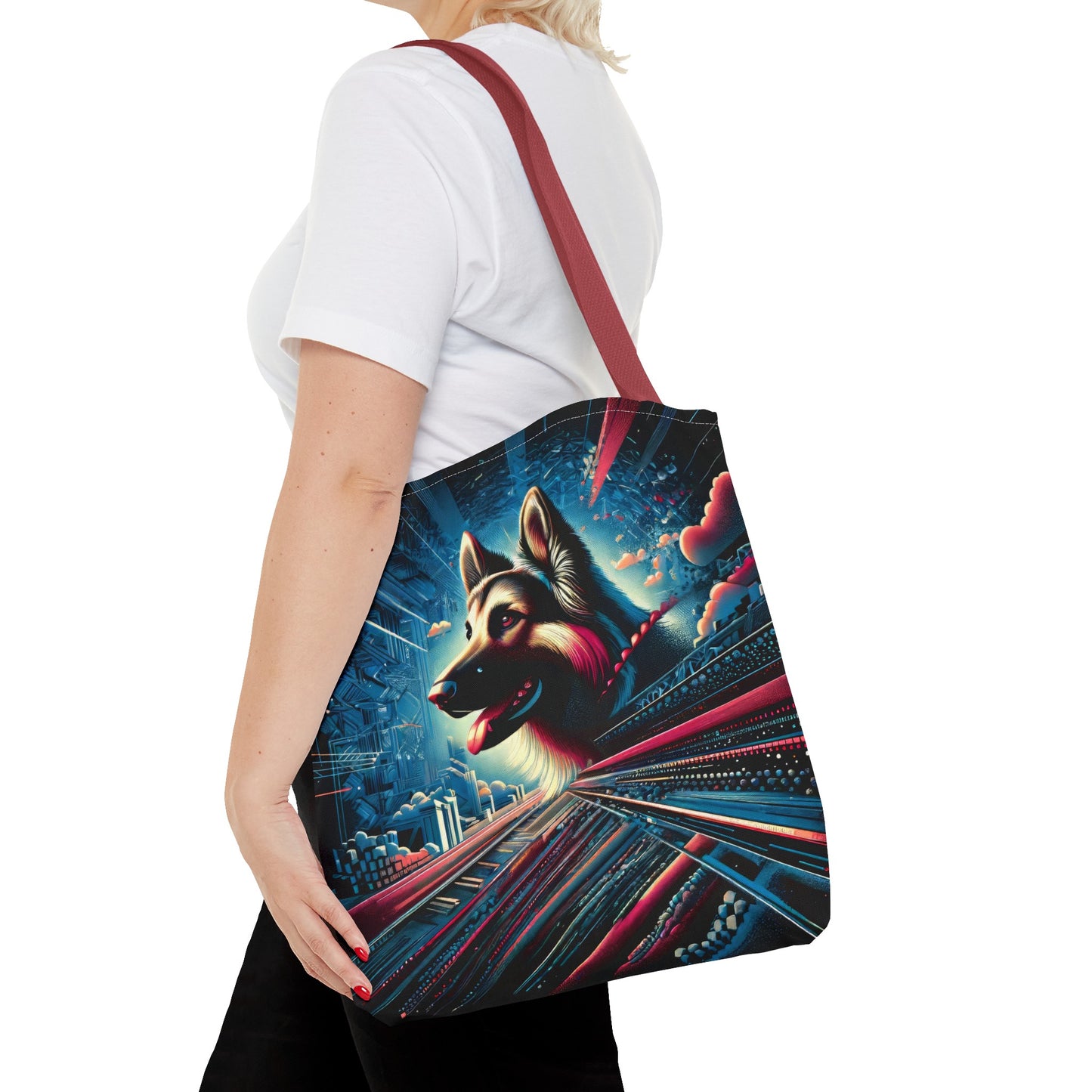 Futurism and gothic German Shepherd Tote Bag