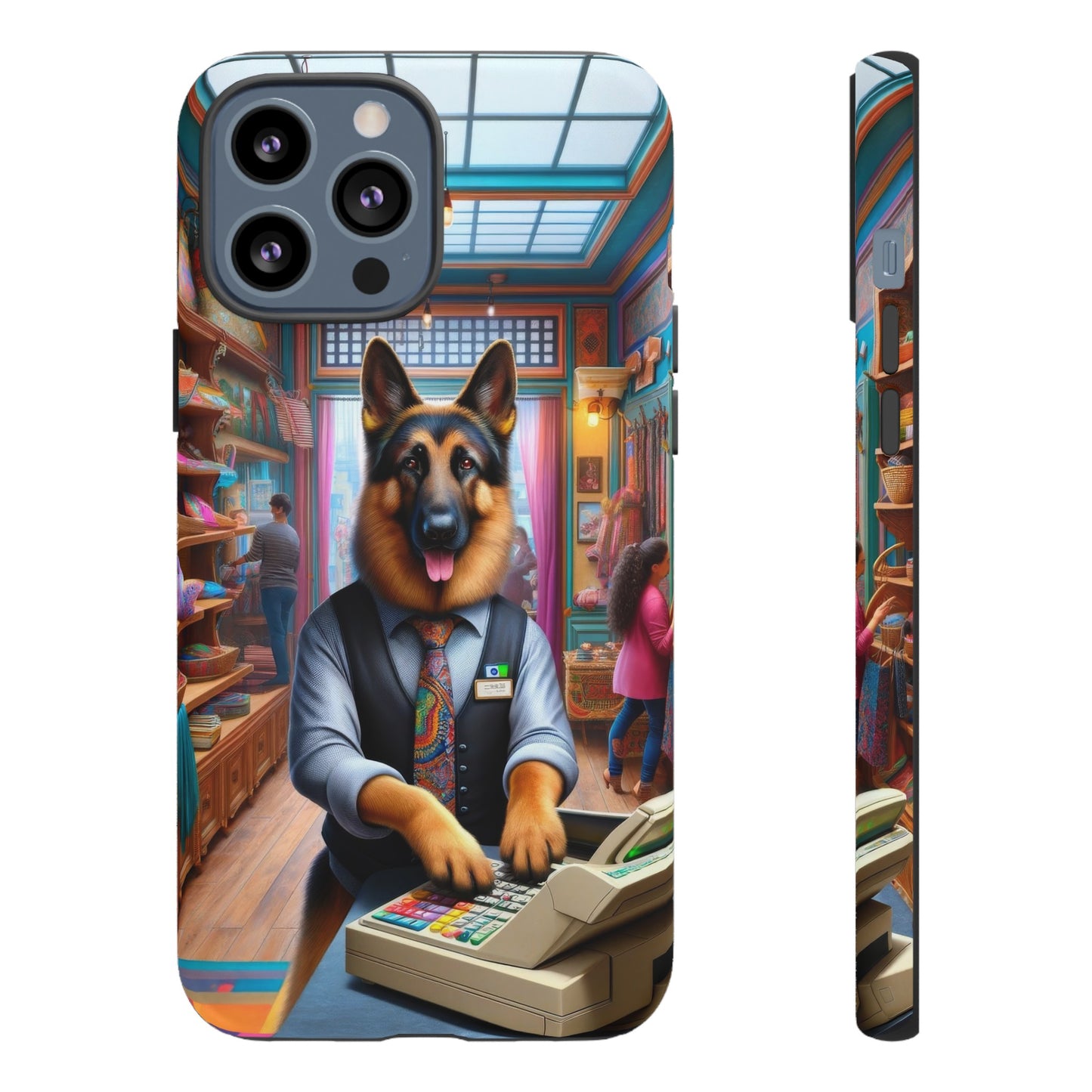 German Shepherd Operating a Cash Register Phone Case