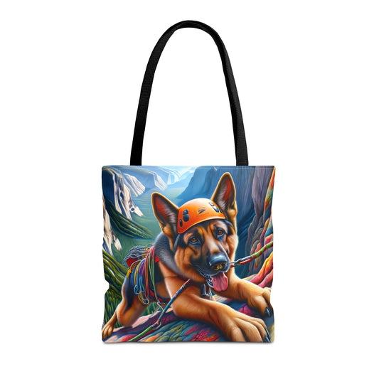 German Shepherd Rock Climbing Tote Bag