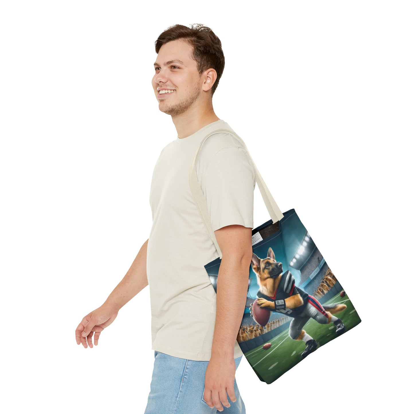 German Shepherd Playing Football Tote Bag