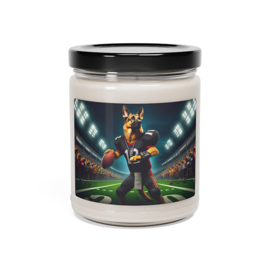 German Shepherd Playing Football Scented Soy Candle, 9oz