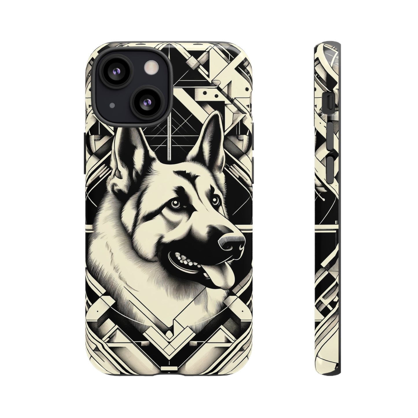 Constructivism and etching style German Shepherd Phone Case