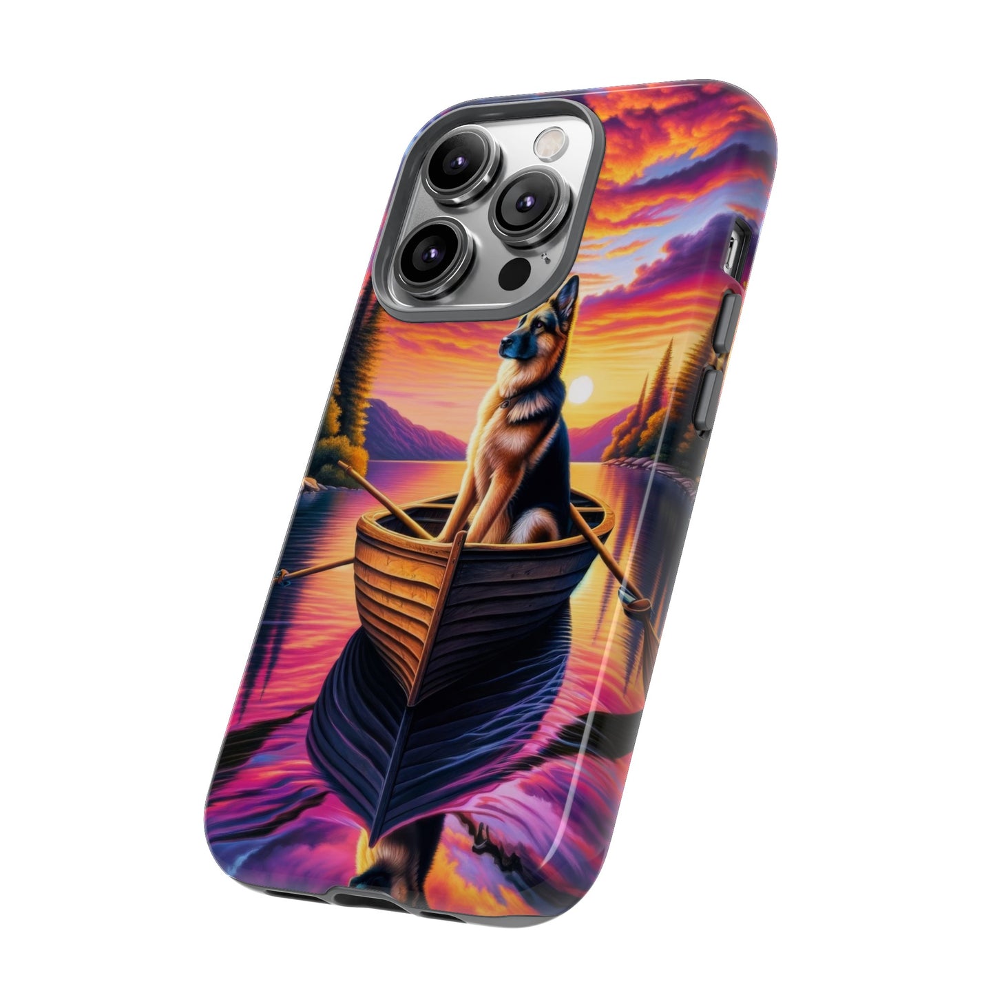 German Shepherd Rowing a boat Phone Case