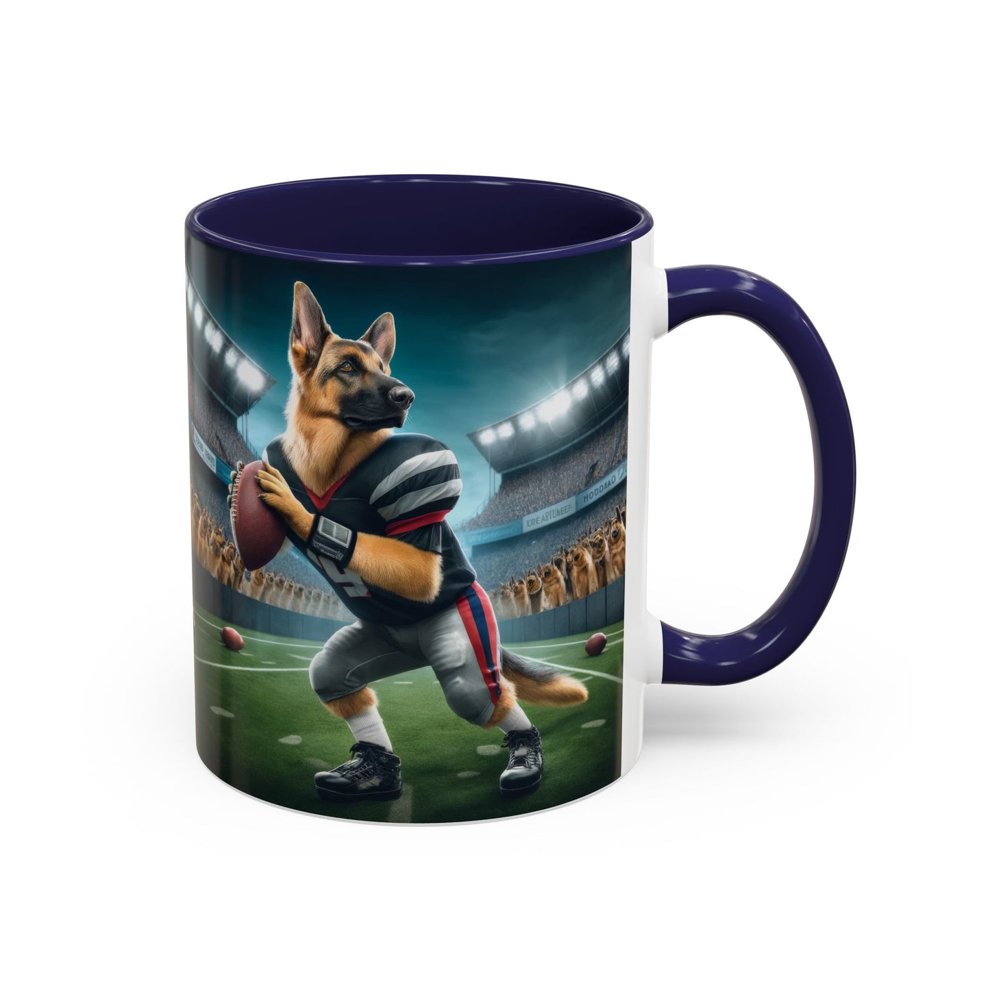 German Shepherd Playing Football Accent Coffee Mug, 11oz