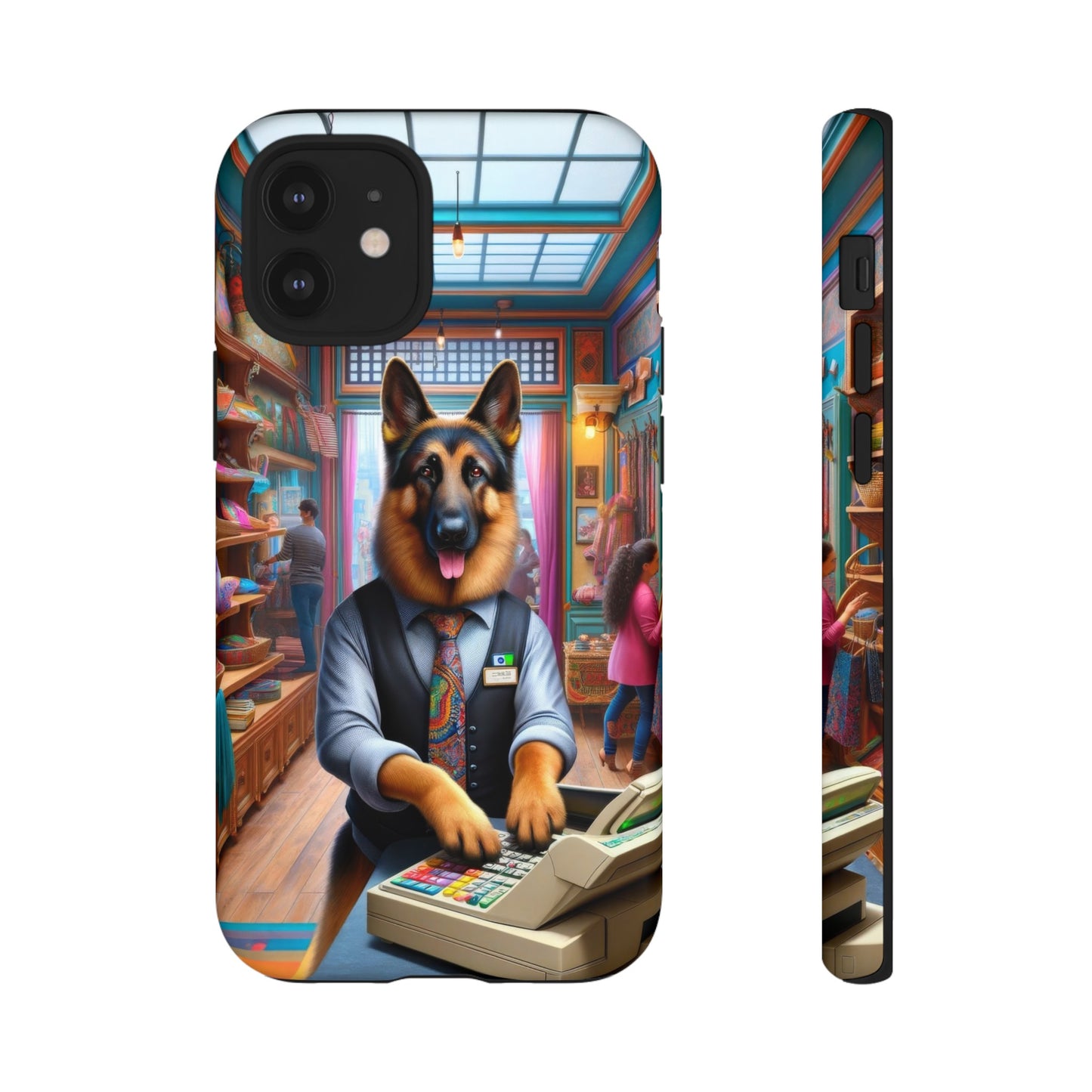 German Shepherd Operating a Cash Register Phone Case