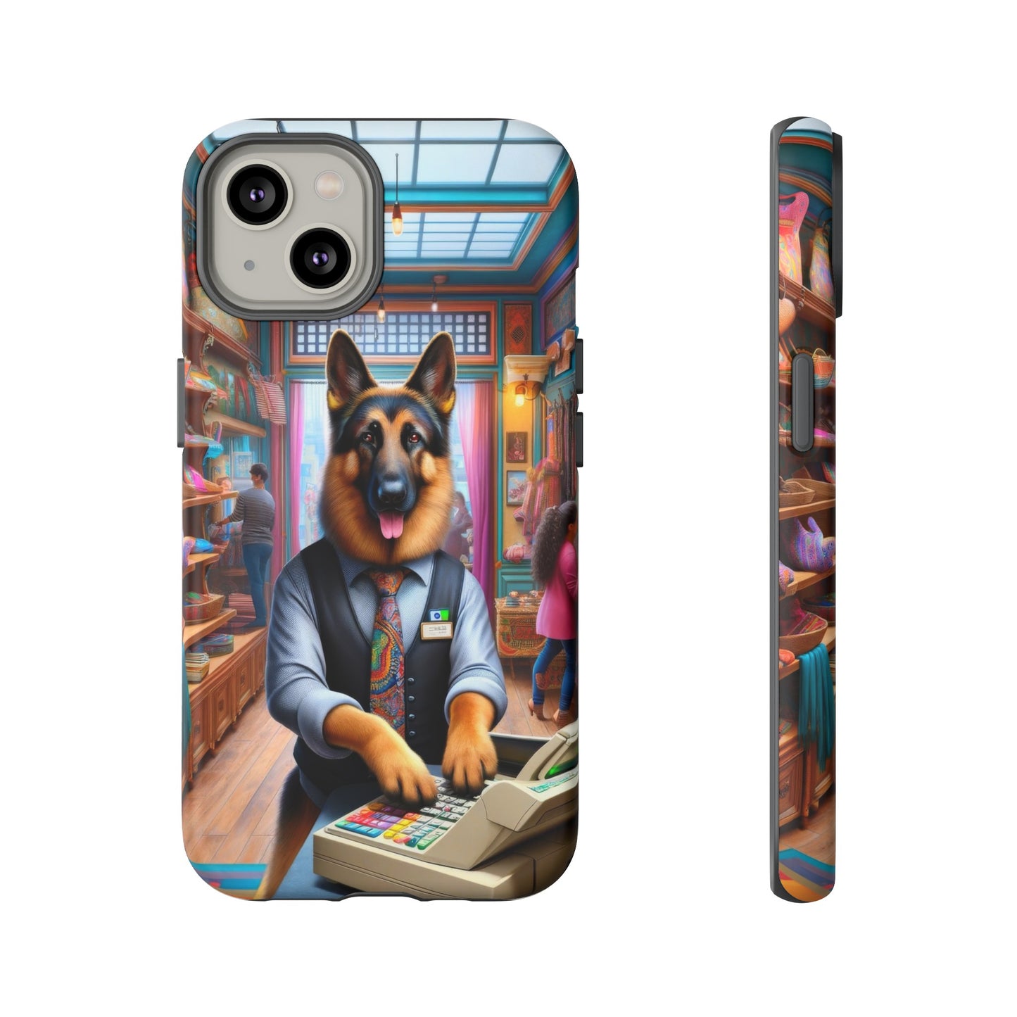 German Shepherd Operating a Cash Register Phone Case