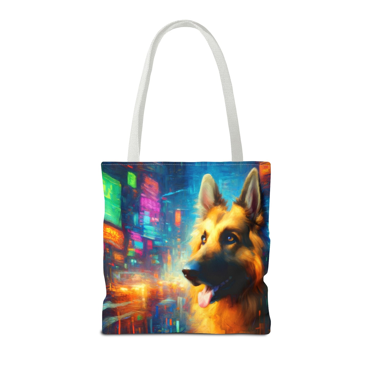 Impressionism meets cyberpunk German Shepherd Tote Bag