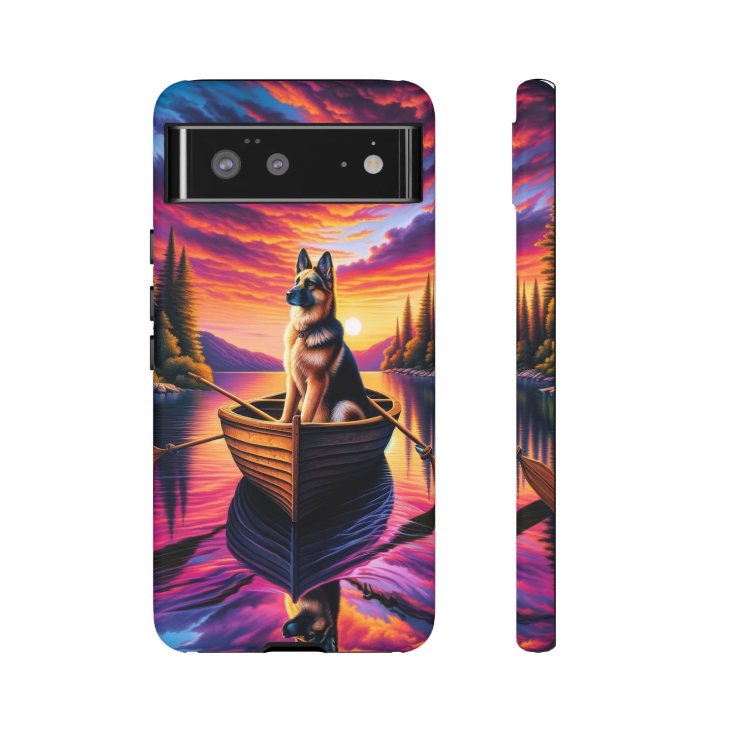 German Shepherd Rowing a boat Phone Case