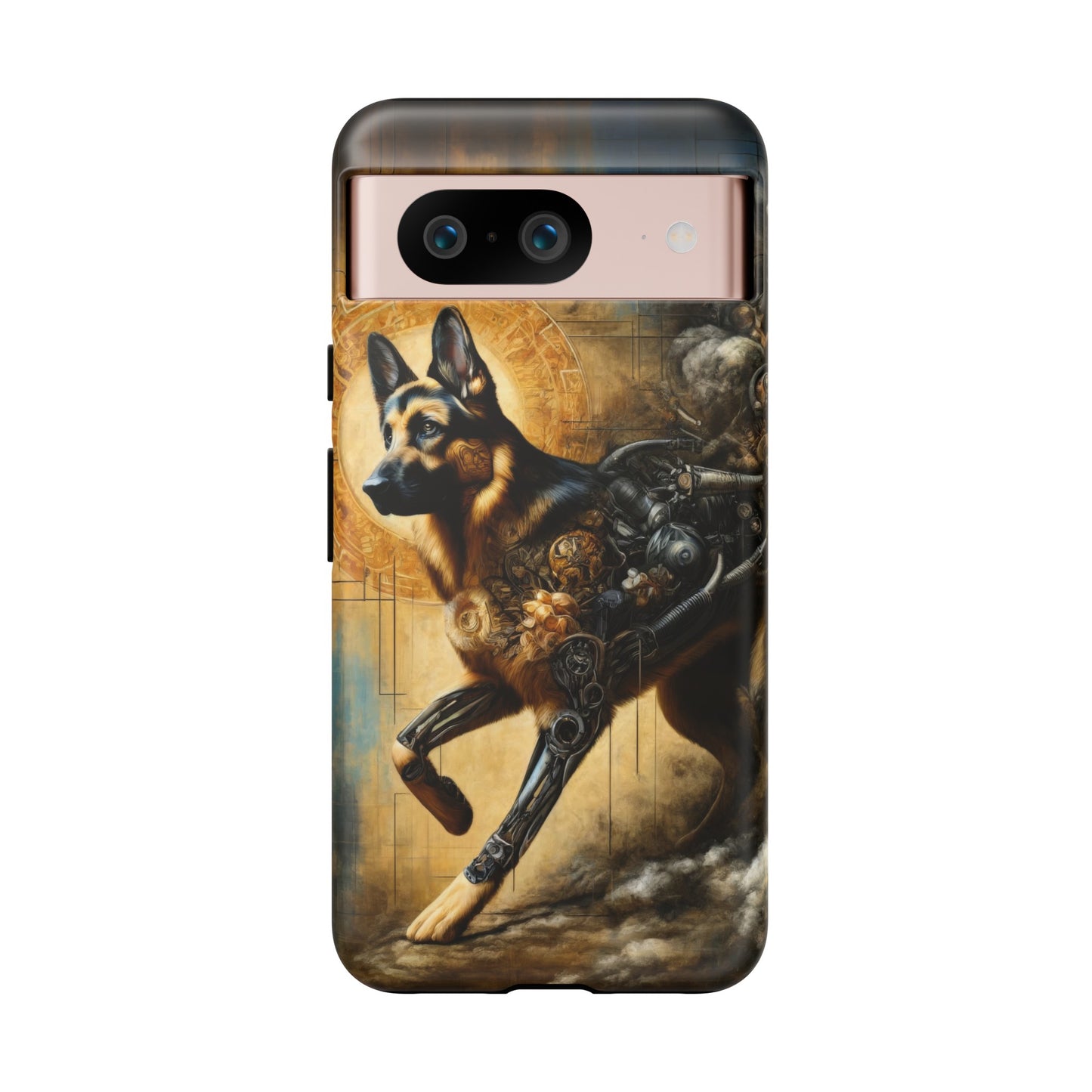 Byzantine, charcoal, and cybernetic German Shepherd Phone Case