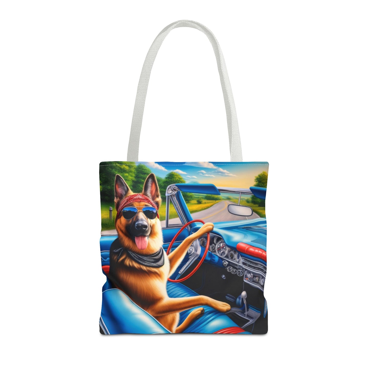 German Shepherd Driving a Car Tote Bag