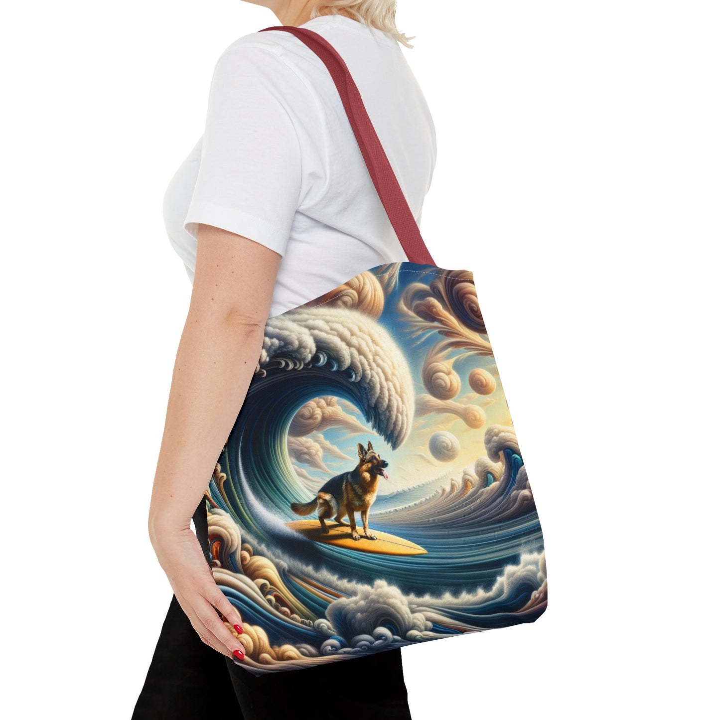 German Shepherd Surfing Tote Bag