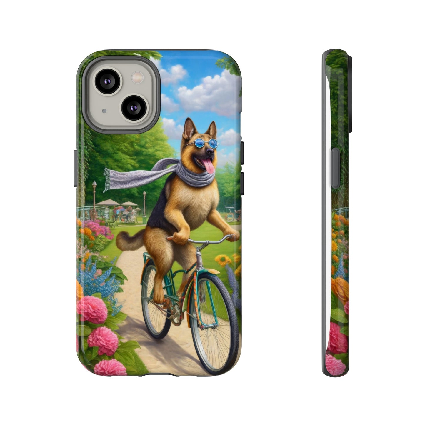 German Shepherd Riding a Bicycle Phone Case