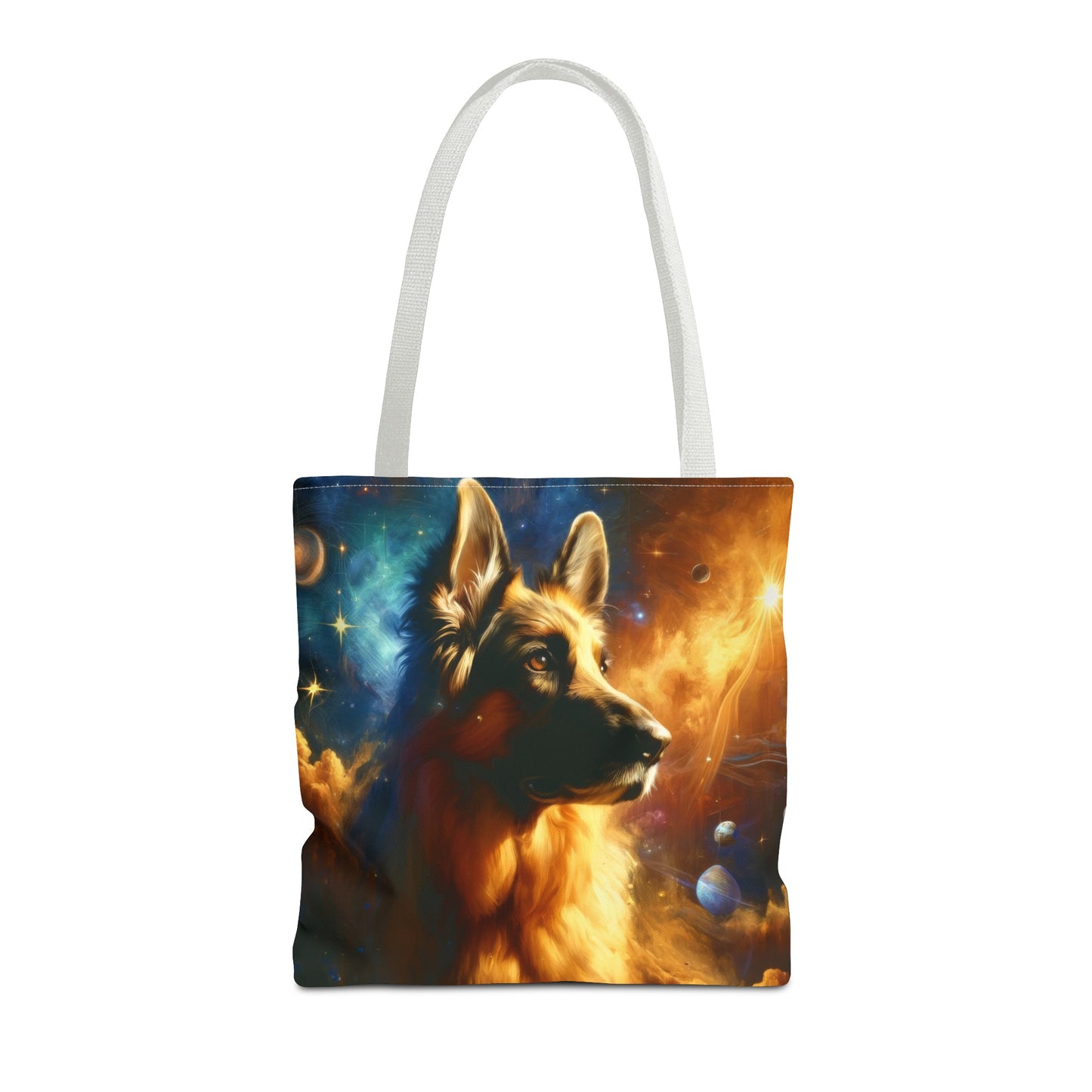 Sci-fi and stars-themed German Shepherd Tote Bag