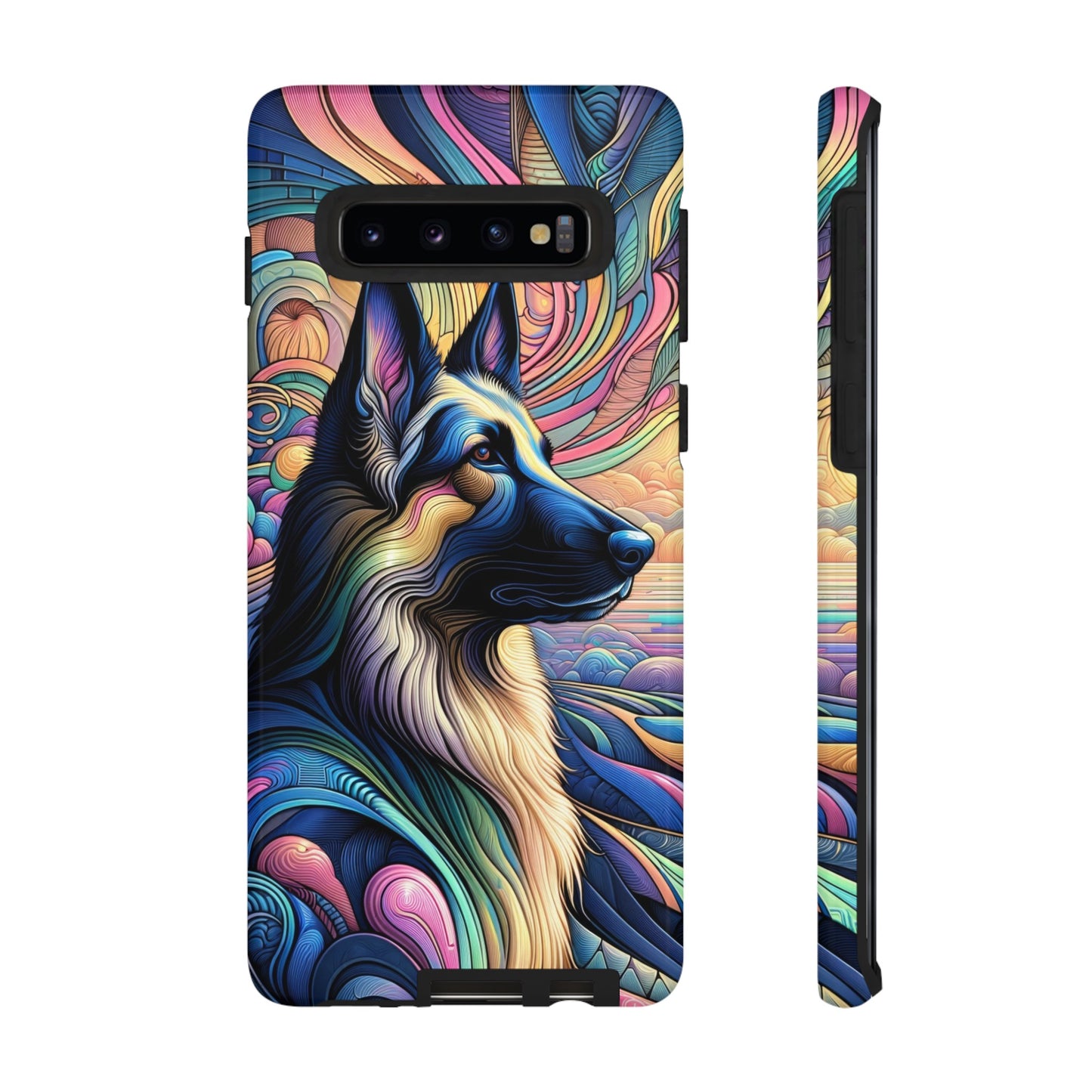 Art nouveau and vaporwave German Shepherd Phone Case