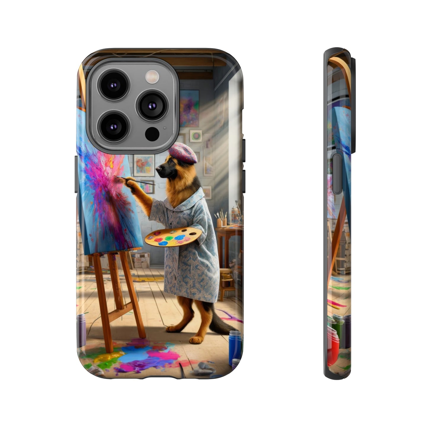 German Shepherd Painting on a Canvas Phone Case