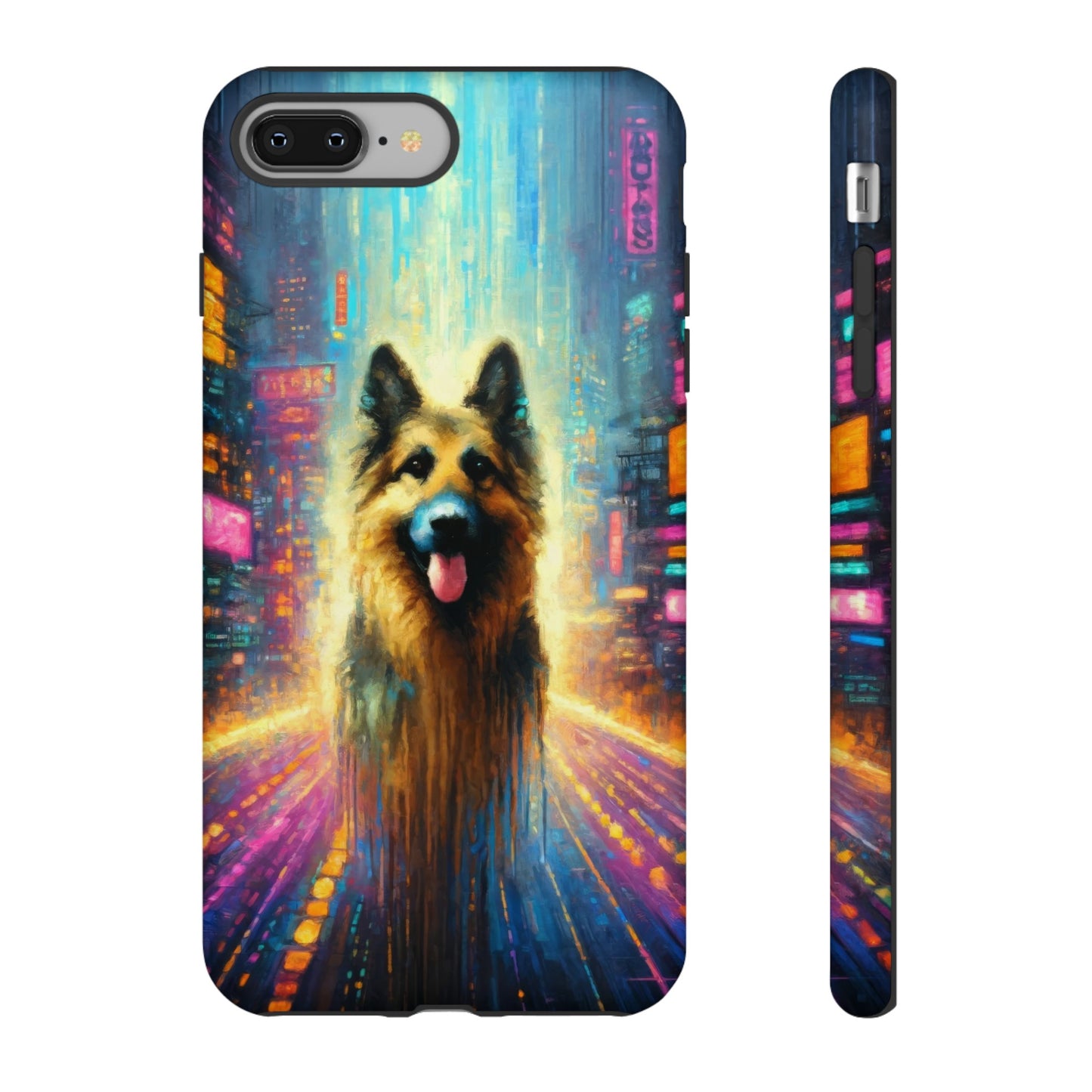 Impressionism meets cyberpunk German Shepherd Phone Case