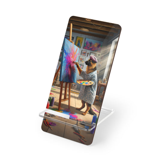 German Shepherd Painting on a Canvas Smartphone Stand