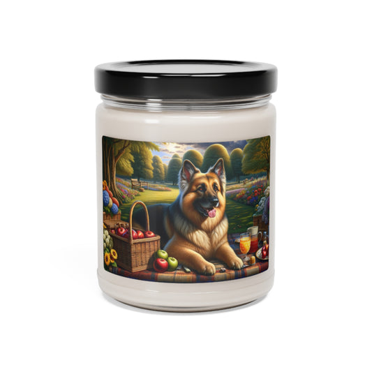 German Shepherd Having a Picnic Scented Soy Candle, 9oz