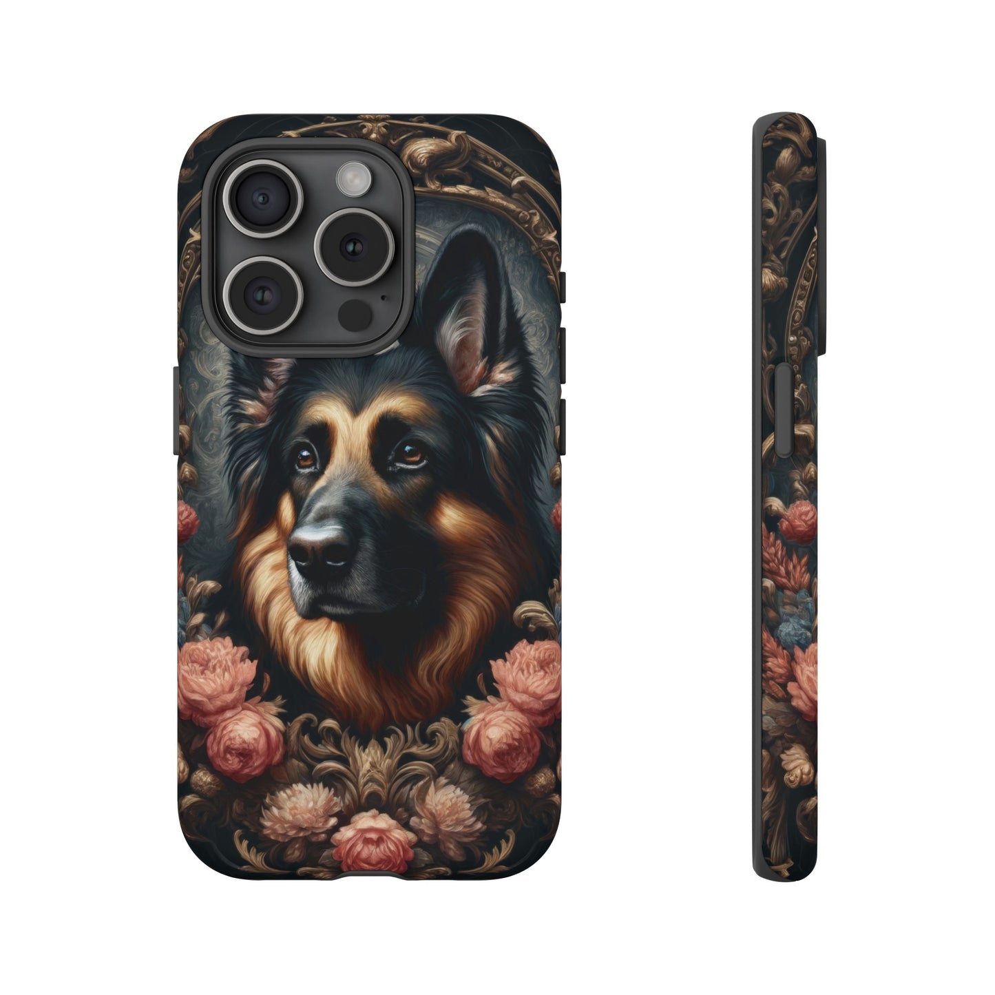 Gothic, high angle German Shepherd Phone Case