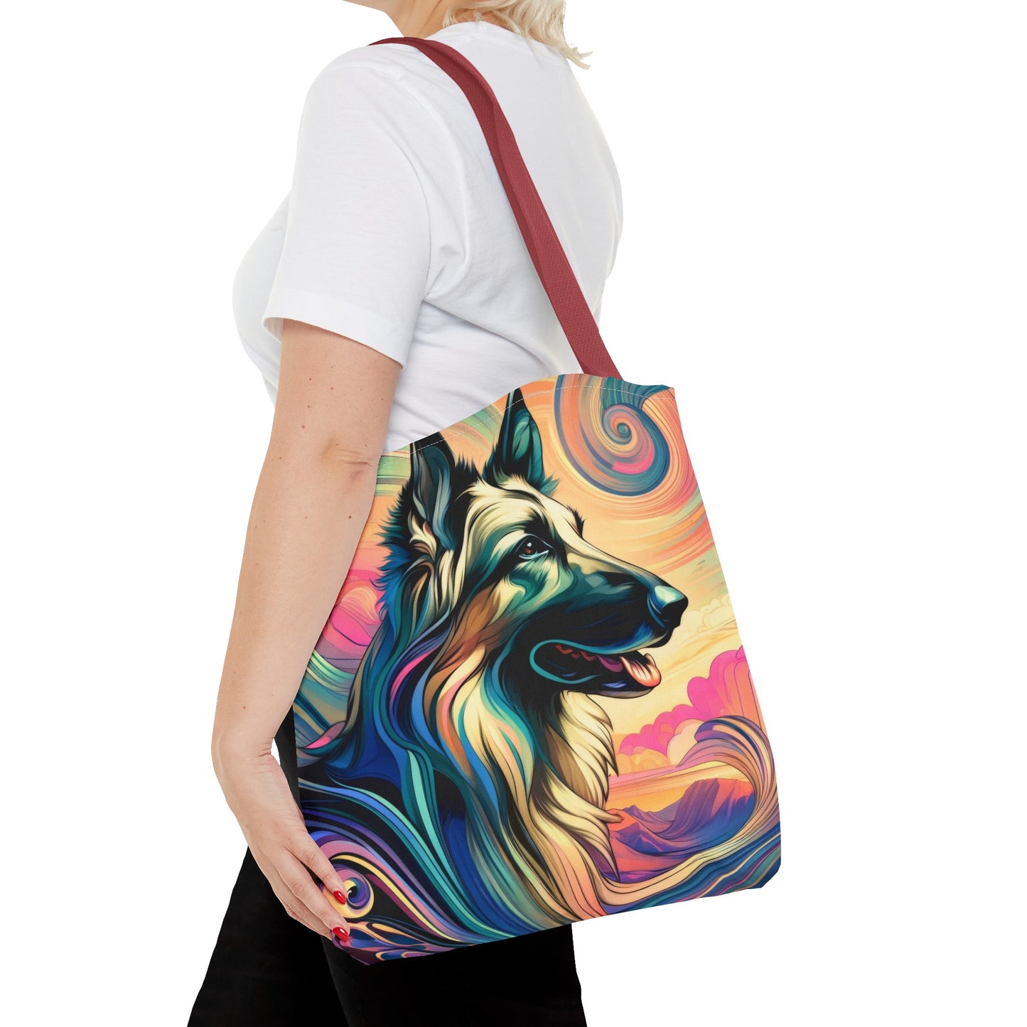 Art nouveau and vaporwave German Shepherd Tote Bag