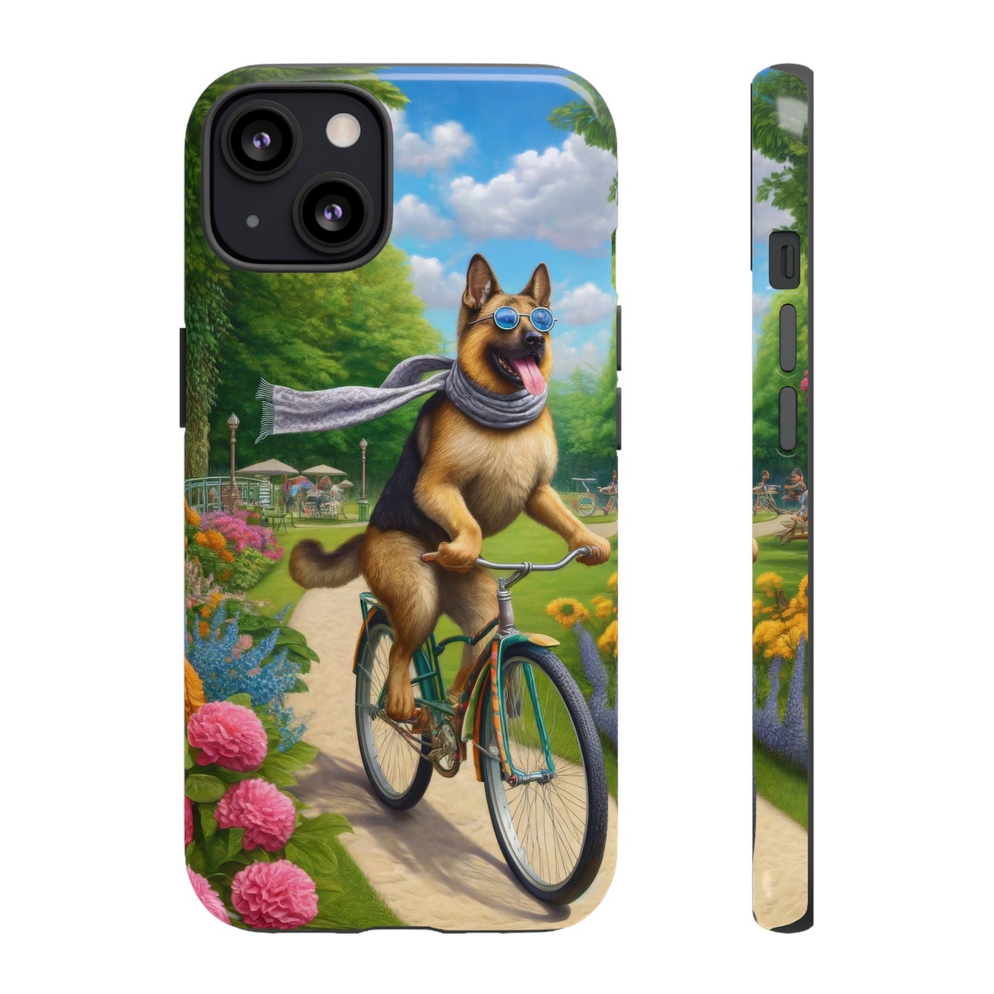 German Shepherd Riding a Bicycle Phone Case