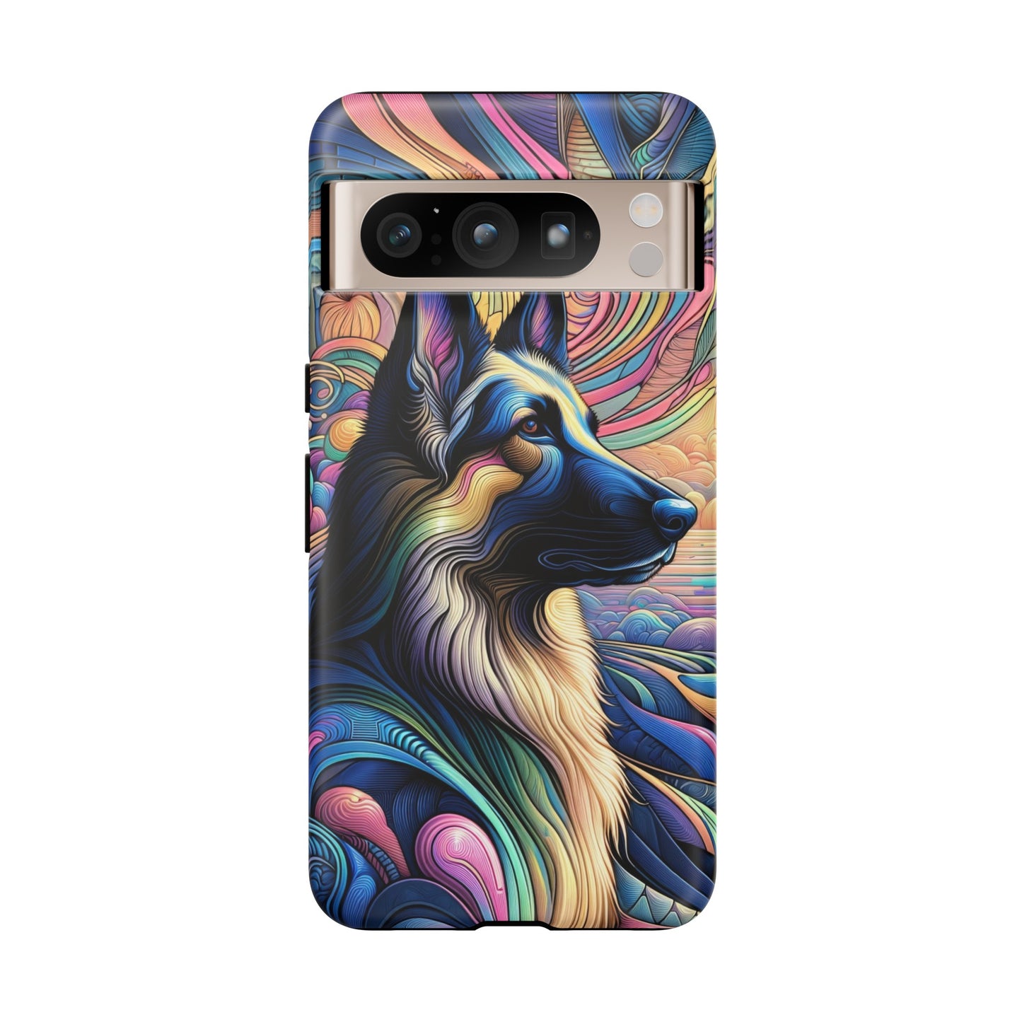 Art nouveau and vaporwave German Shepherd Phone Case