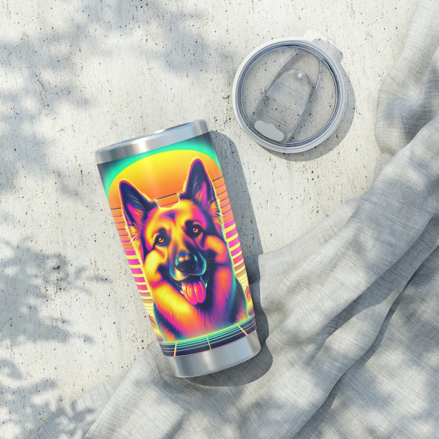 Vaporwave and golden hour German Shepherd 20oz Tumbler