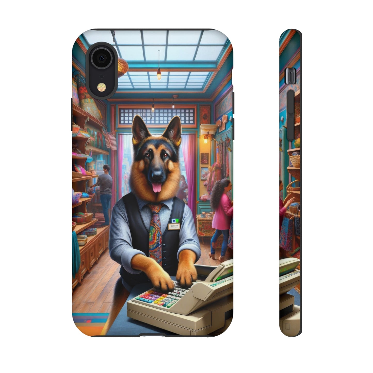 German Shepherd Operating a Cash Register Phone Case