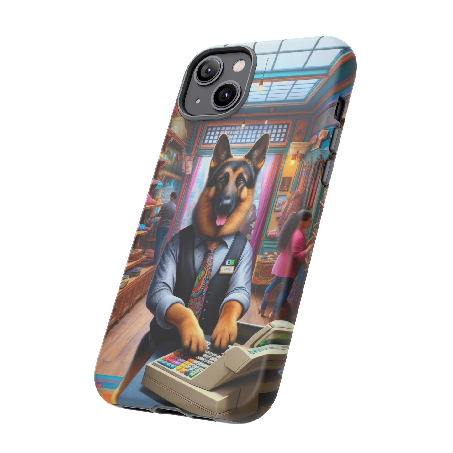 German Shepherd Operating a Cash Register Phone Case