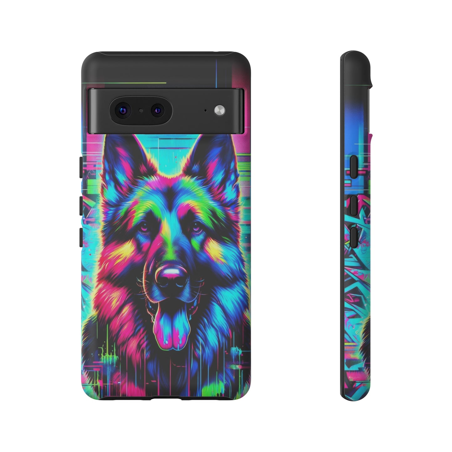 Neon graffiti German Shepherd Phone Case