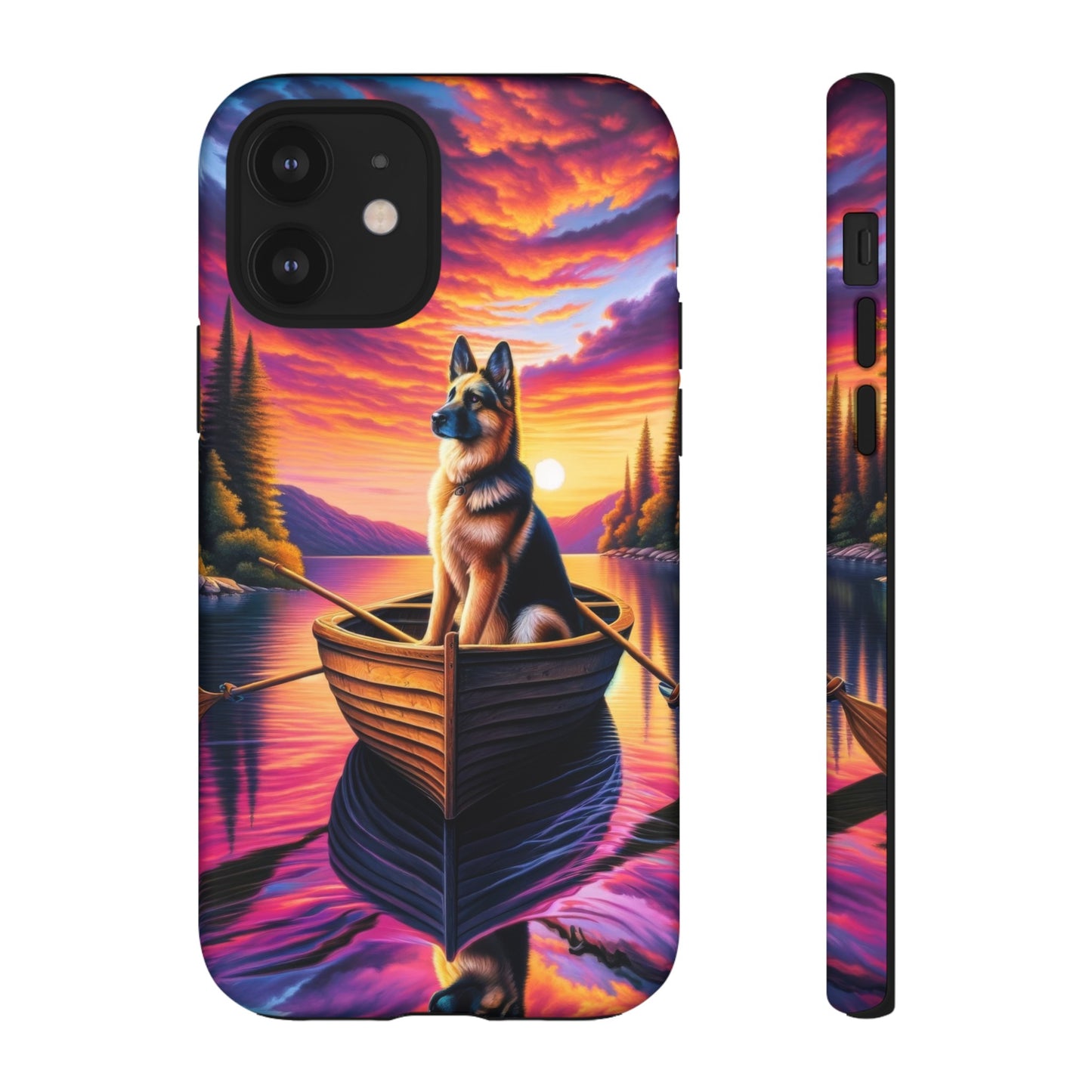 German Shepherd Rowing a boat Phone Case