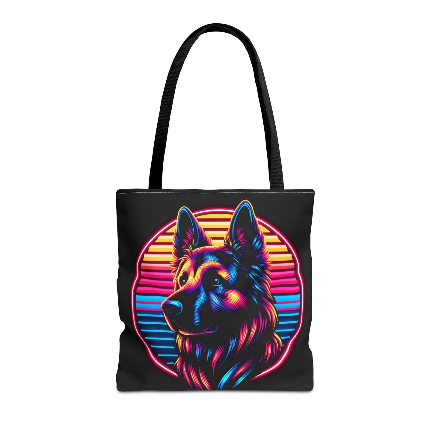 Retro wave and concept art German Shepherd Tote Bag