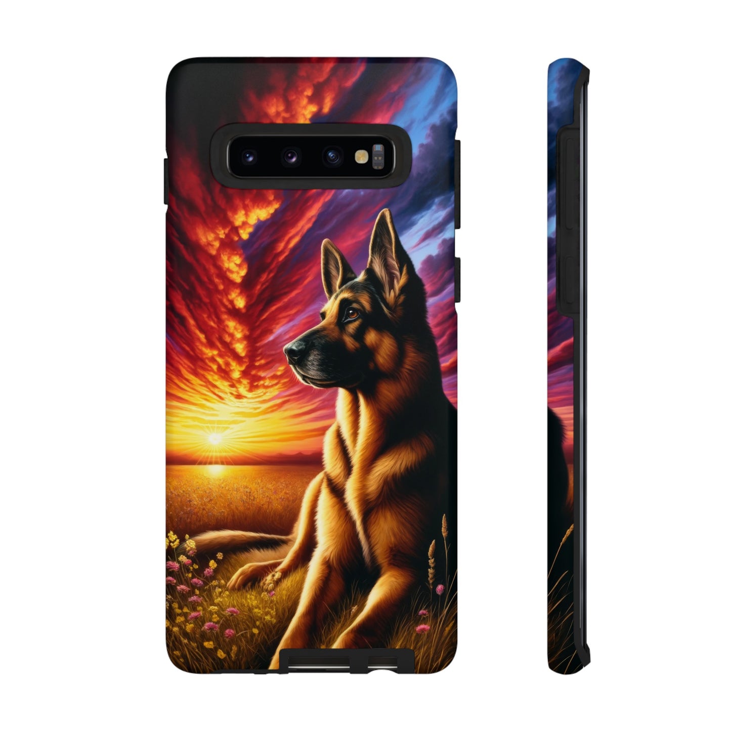 German Shepherd Watching a Sunset Phone Case