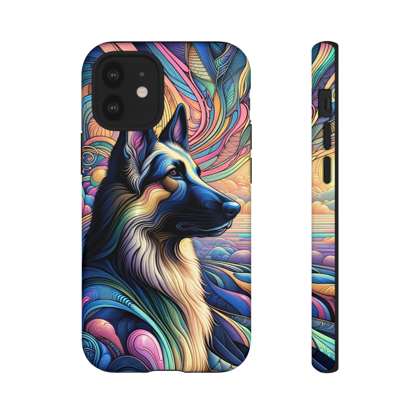 Art nouveau and vaporwave German Shepherd Phone Case