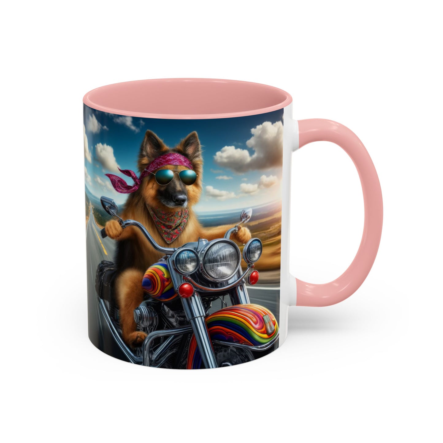 German Shepherd Riding a Motorcycle Coffee Mug