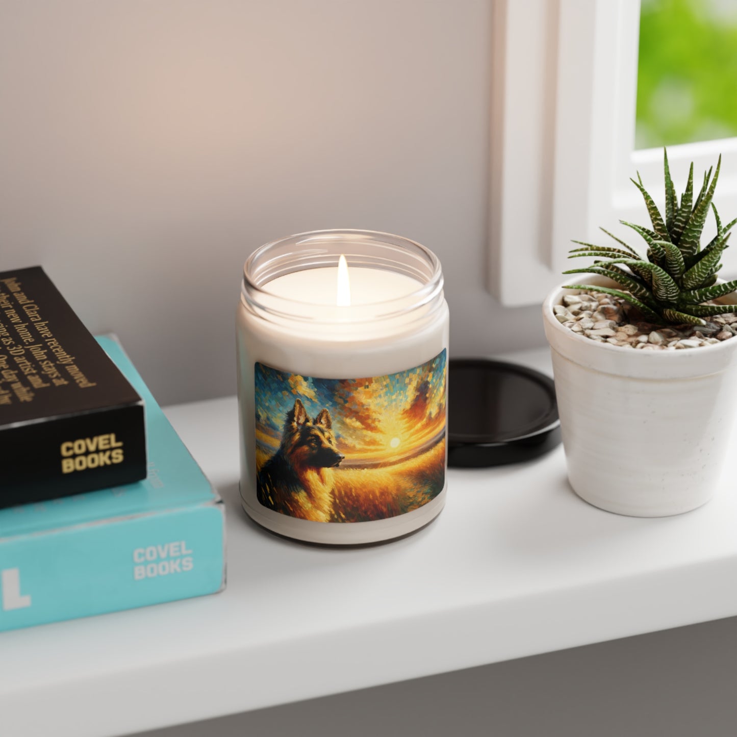 Golden hour and neo-impressionism German Shepherd Scented Soy Candle, 9oz