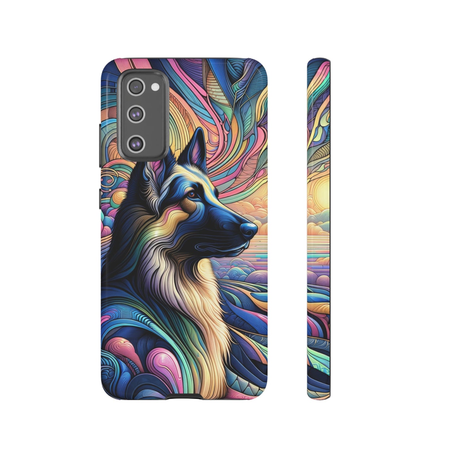 Art nouveau and vaporwave German Shepherd Phone Case