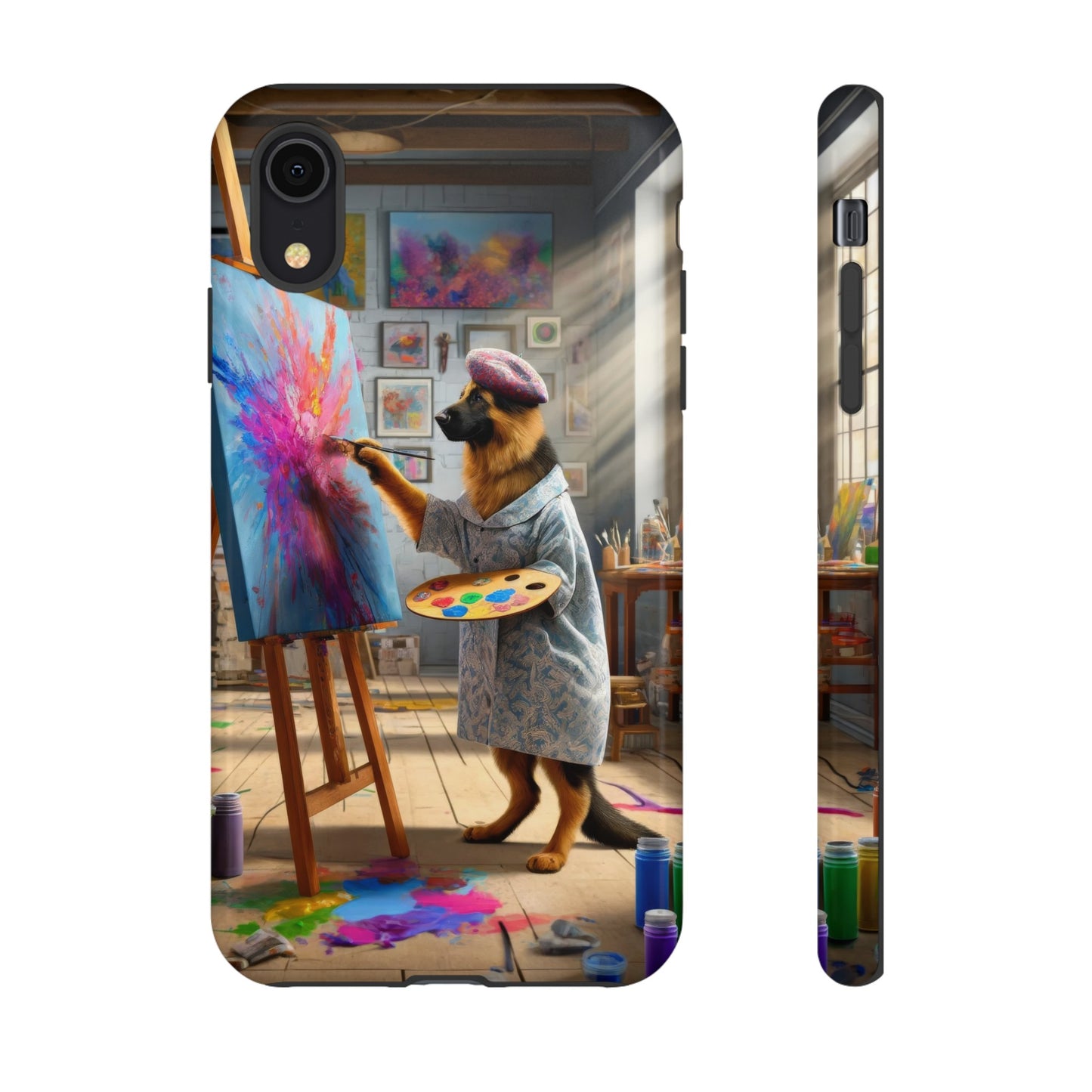 German Shepherd Painting on a Canvas Phone Case