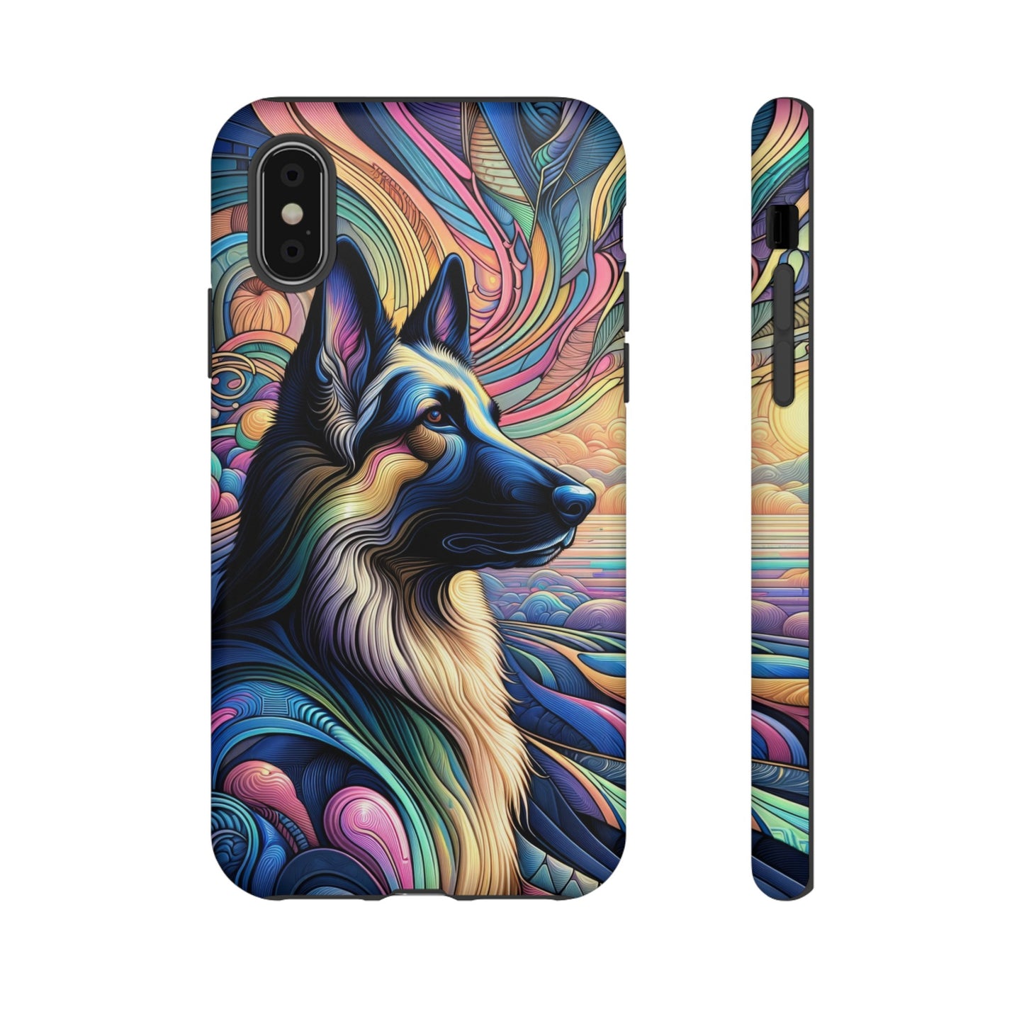 Art nouveau and vaporwave German Shepherd Phone Case