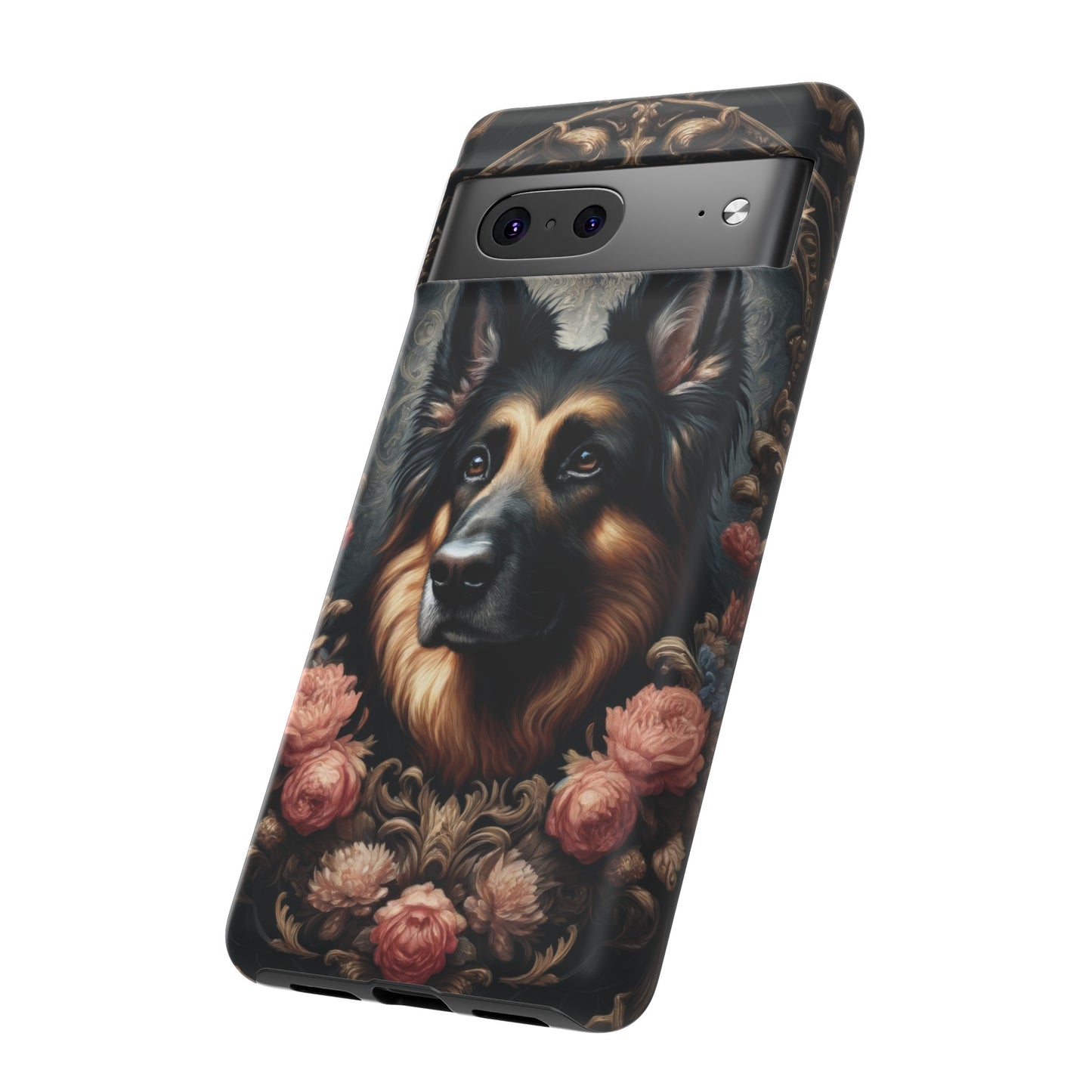 Gothic, high angle German Shepherd Phone Case