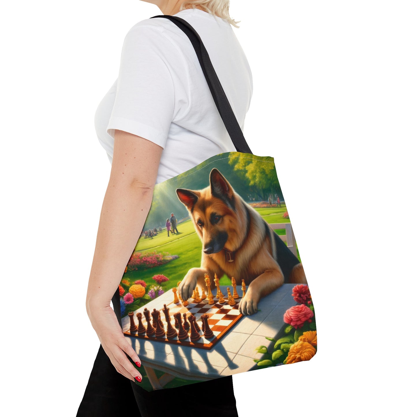 German Shepherd Playing Chess Tote Bag