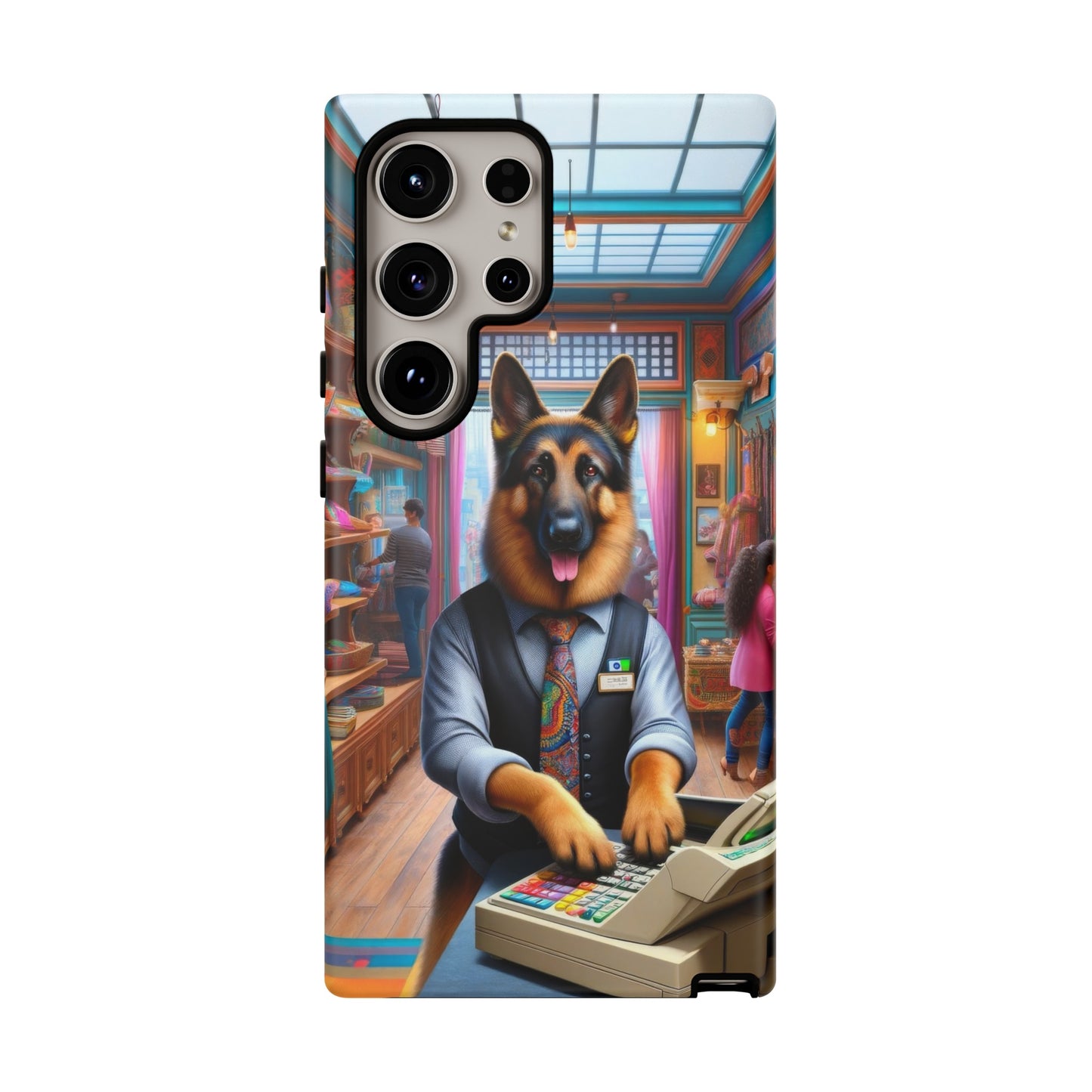 German Shepherd Operating a Cash Register Phone Case